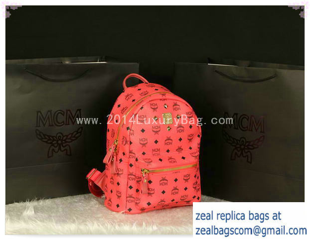 High Quality Replica MCM Stark Backpack Large in Calf Leather 8004 Light Pink